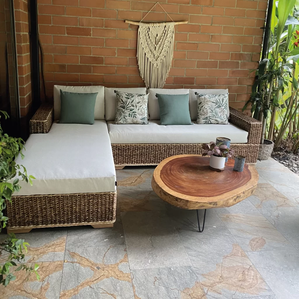 Sala en L Calceta en madera de roble