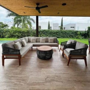 Sala En L Mandarina Tejido a mano