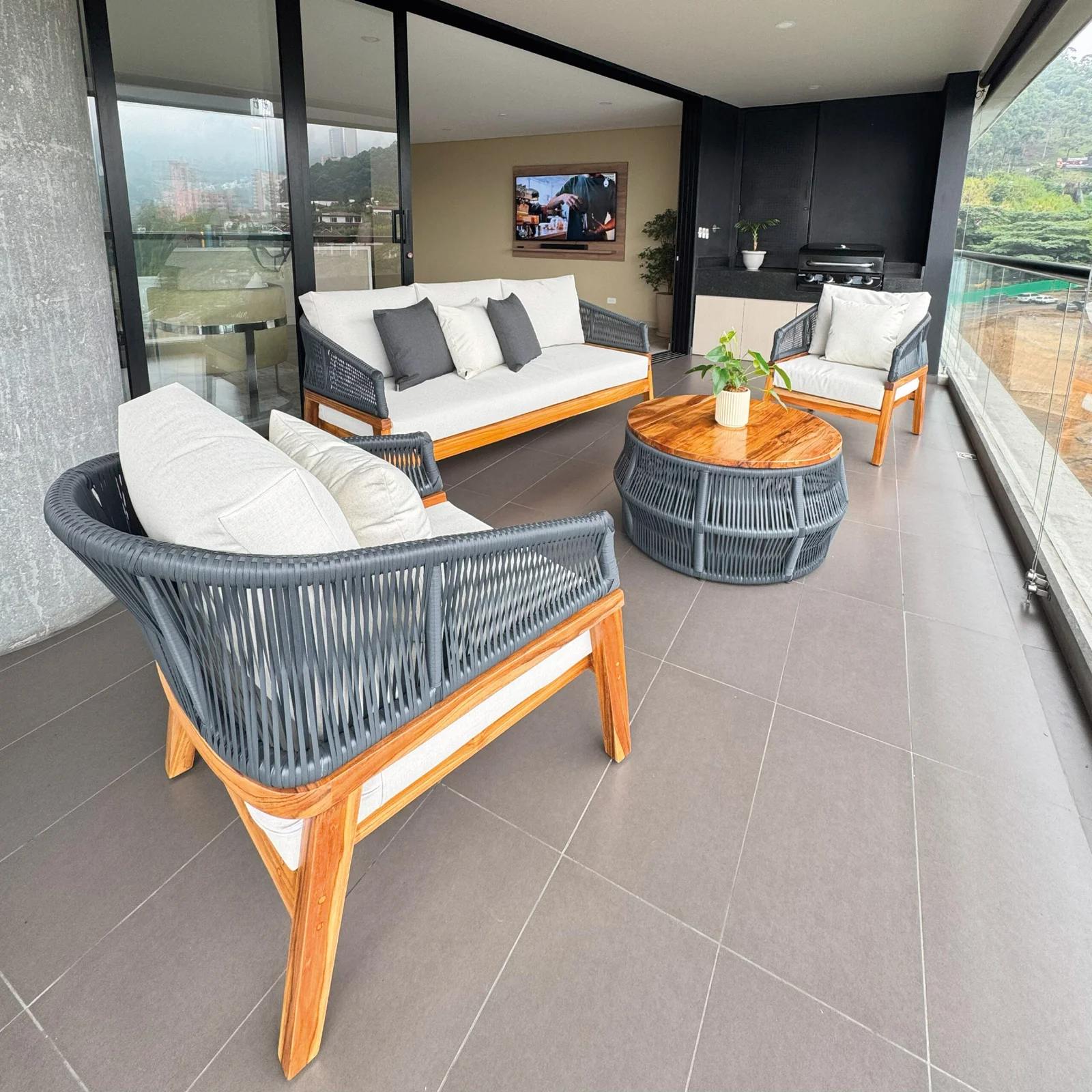 Sala Mandarina Tejido a mano con rattan o cordón náutico