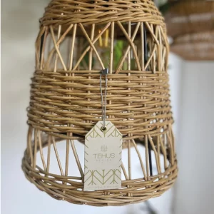 Lámpara Barril Mimbre Tejido artesanal en fibra de mimbre natural