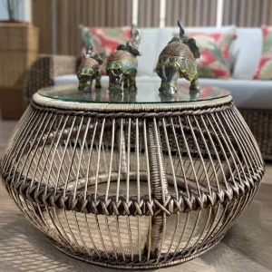 Mesa Asturias Tejido a mano en fibras naturales (Mimbre) color decape