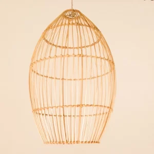 Lámpara Ovalada en fibra de mimbre natural