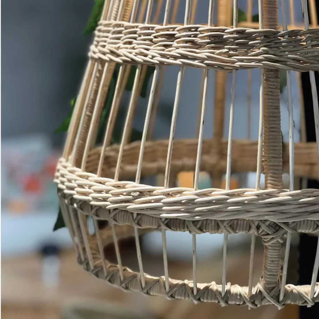 Lampara Rombo de mimbre natural